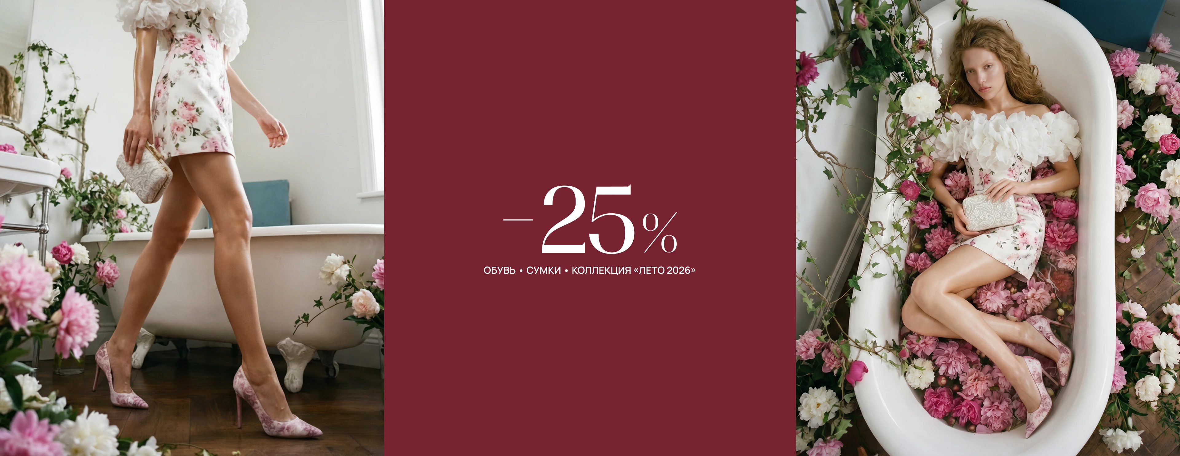 скидка 25%  на сумки и обувь коллекции Весна-лето 26