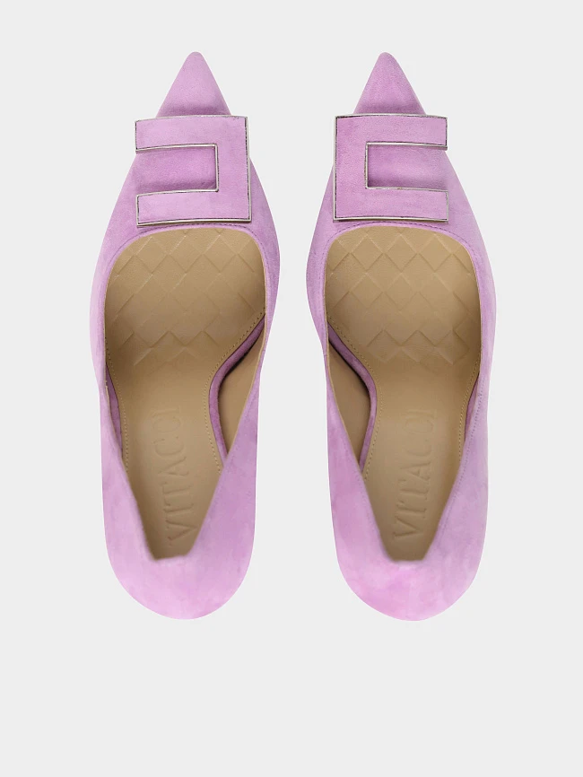 Туфли женские всесезонные, цвет сиреневый, натуральный велюр 495748-1 | 5