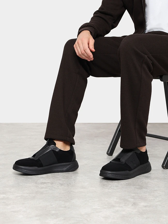 Кеды мужские демисезонные, цвет черный, натуральный спилок M1782050 | 11