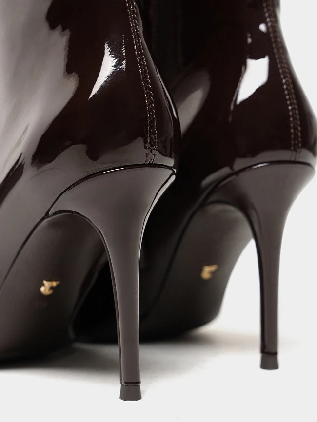 Полусапоги женские всесезонные, цвет коричневый, натуральная лаковая кожа 1494512 | 6