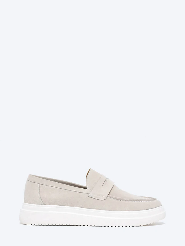 Лоферы мужские демисезонные, цвет серый, натуральный спилок M253643 | 2