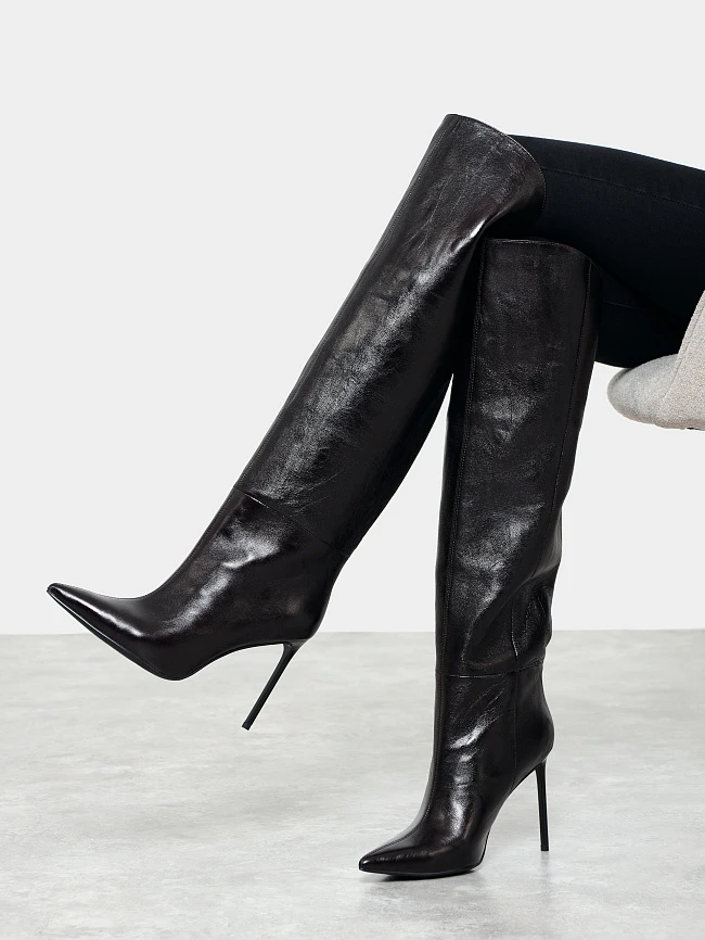 Сапоги женские демисезонные, цвет бордовый, натуральная кожа 1494628 | 10