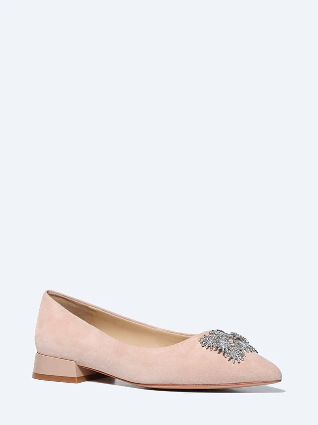 Балетки женские всесезонные, цвет бежевый, натуральный велюр 494696XL | 1