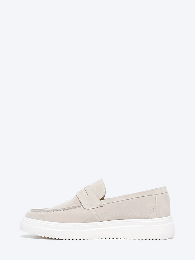 Лоферы мужские демисезонные, цвет серый, натуральный спилок M253643 | 3