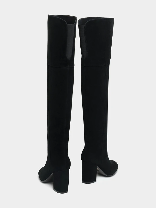 Ботфорты женские демисезонные, цвет черный, натуральный велюр 1730132 | 3