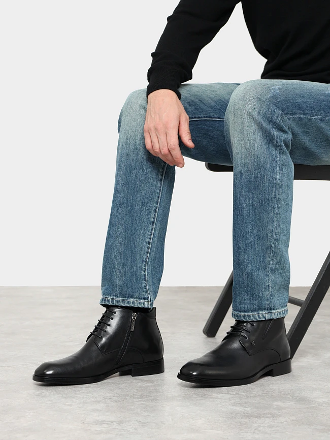 Ботинки мужские демисезонные, цвет черный, натуральная кожа M1022993 | 10