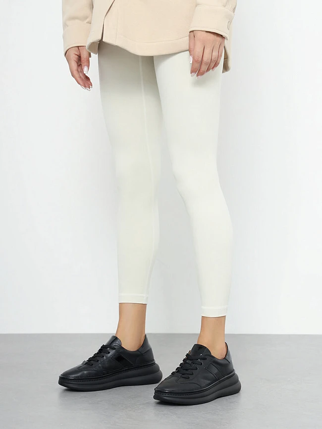 Кроссовки женские демисезонные, цвет черный, натуральная кожа 1221535 | 18