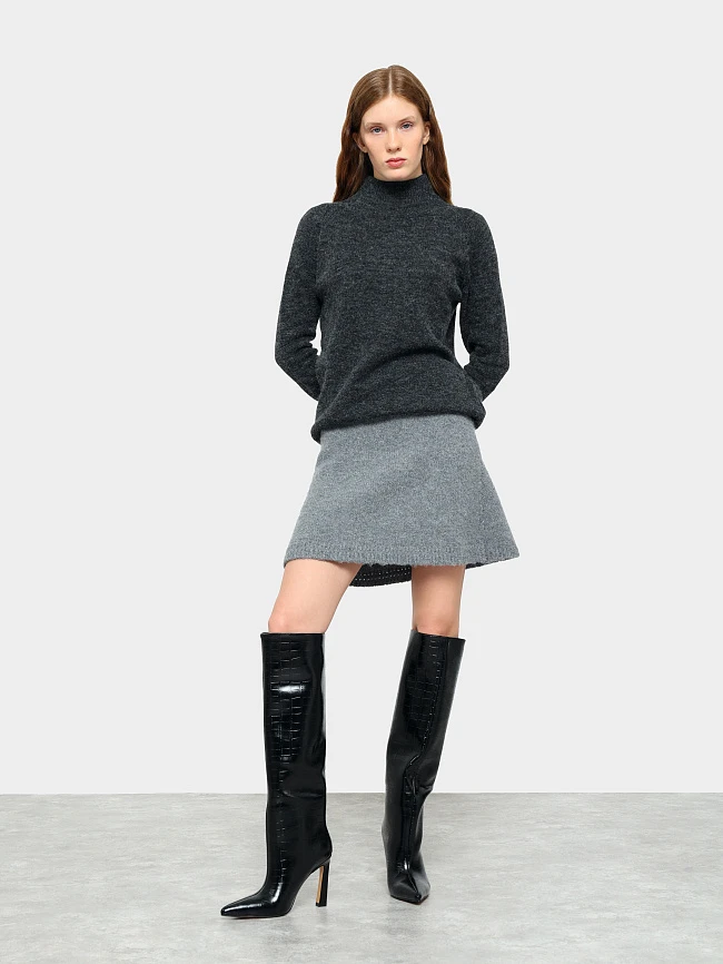 Сапоги женские демисезонные, цвет черный, натуральная кожа 6550374 | 12