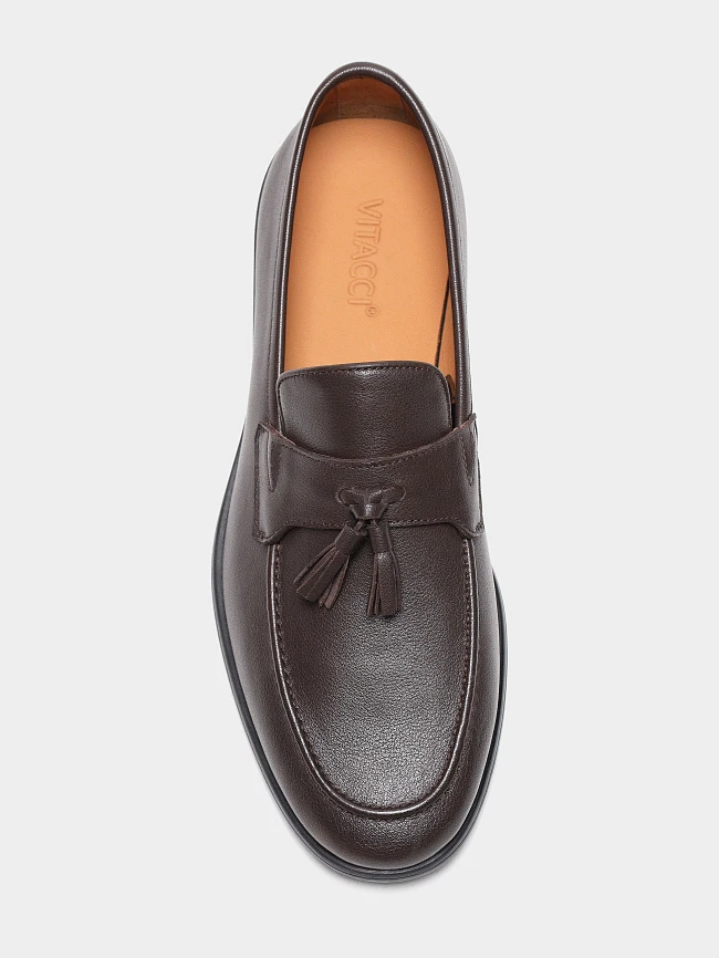 Лоферы мужские демисезон; лето;, цвет коричневый, натуральная кожа M801303 | 4