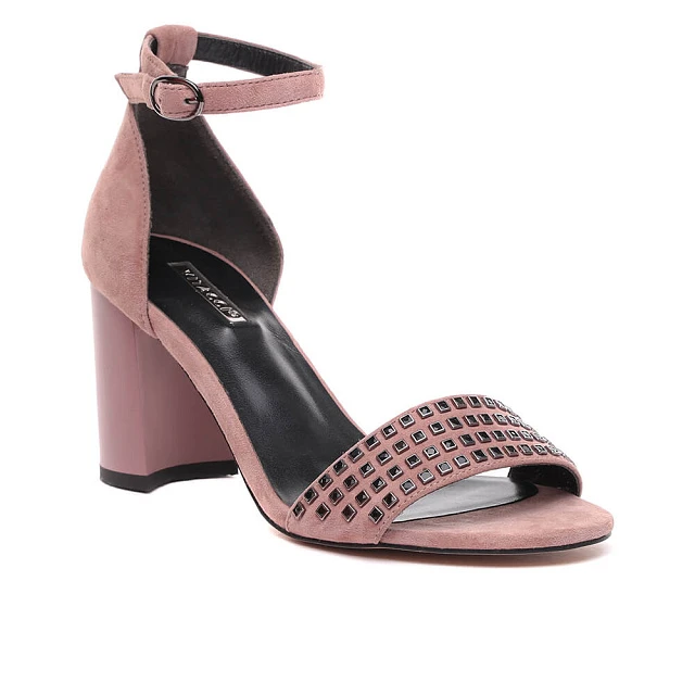 Босоножки 1391190 женские цвет пудровый, натуральный велюр 1391190         | 1