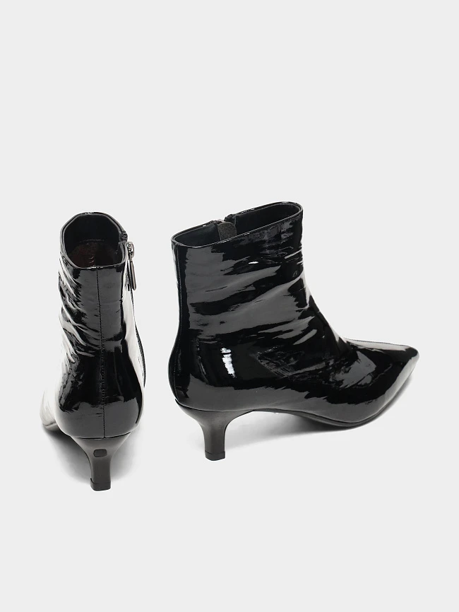 Ботильоны женские всесезонные, цвет черный, натуральная лаковая кожа 17VC425 | 3