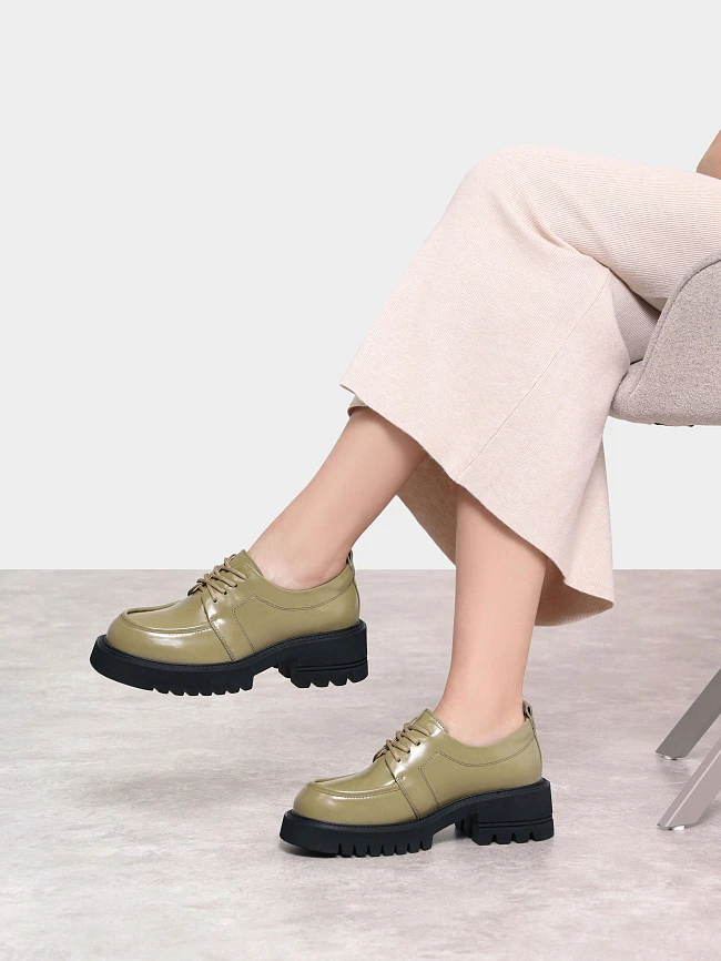 Полуботинки женские всесезонные, цвет хаки, натуральная кожа 1820163 | 11