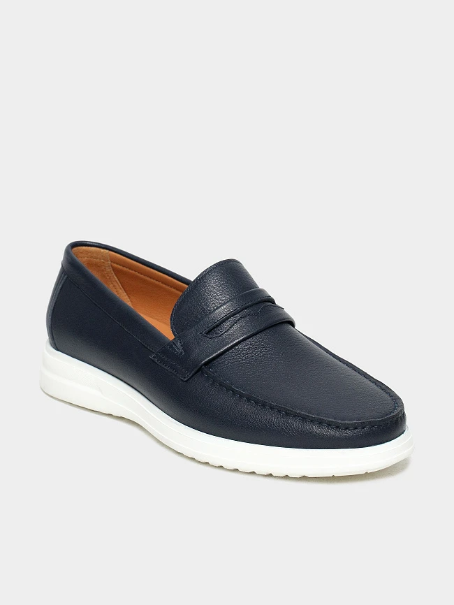 Мокасины мужские летние, цвет синий, натуральная кожа M801316 | 2