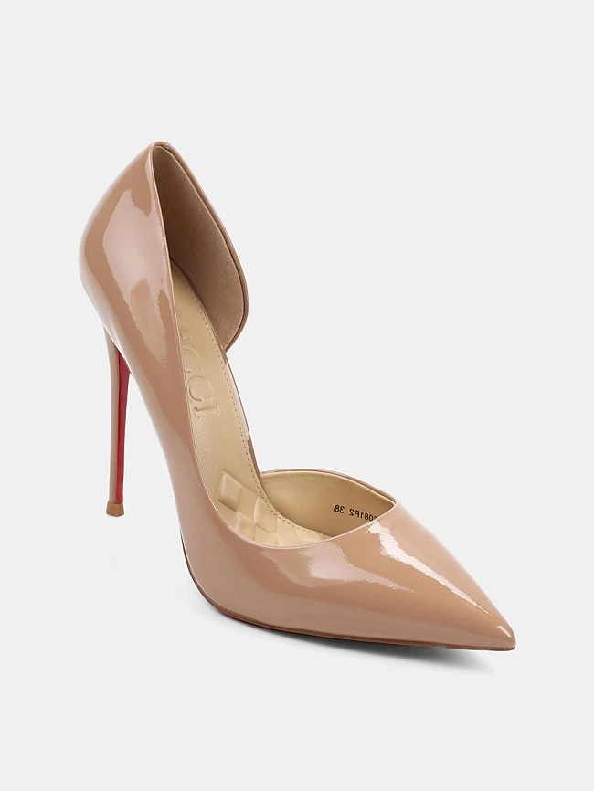 Туфли женские всесезонные, цвет бежевый, натуральная лаковая кожа 496081P2 | 2