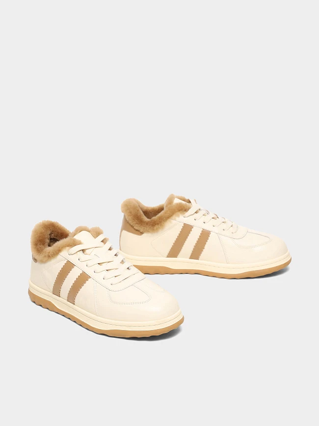 Кеды женские зимние, цвет белый, натуральная кожа 7990242M | 2