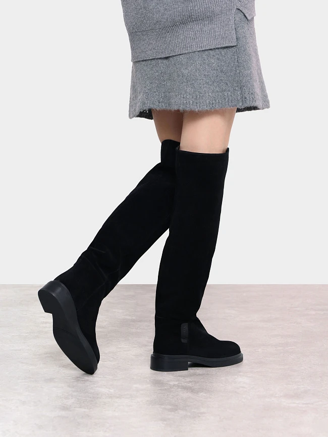 Ботфорты женские демисезонные, цвет черный, натуральный спилок 1820420 | 9