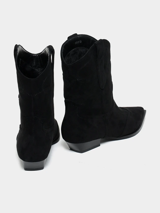 Полусапоги женские демисезонные, цвет черный, искусственный велюр 6550461 | 4