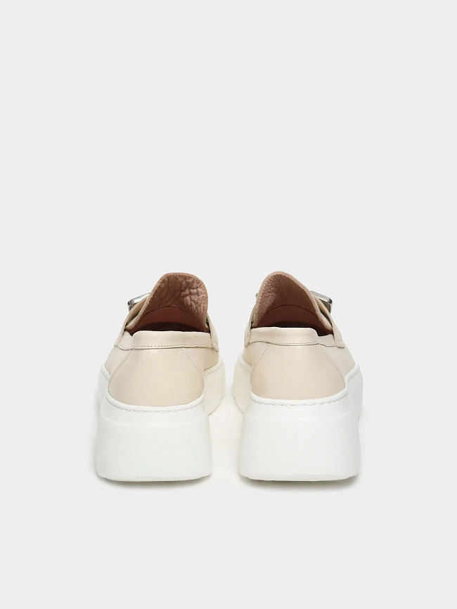 Лоферы женские всесезонные, цвет бежевый, натуральная кожа 136454 | 6