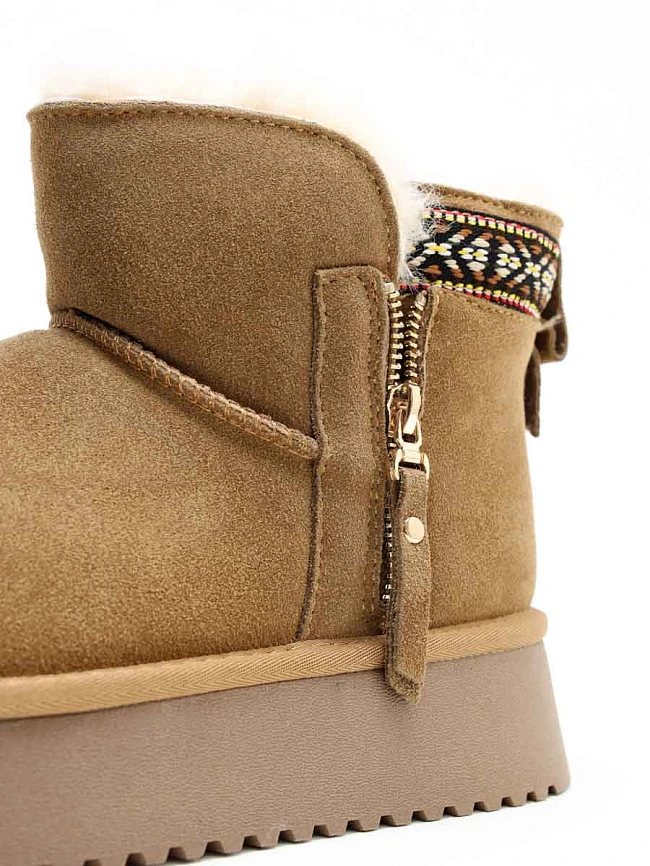 Полусапоги женские зимние, цвет песочный, натуральный спилок 27VD083M | 17