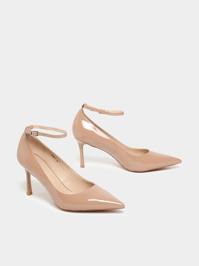 Туфли женские всесезонные, цвет бежевый, натуральная лаковая кожа 496621 | 3