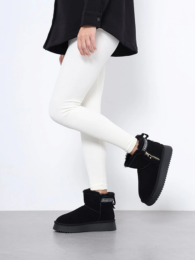 Полусапоги женские зимние, цвет черный, натуральный спилок 27VD084M | 11