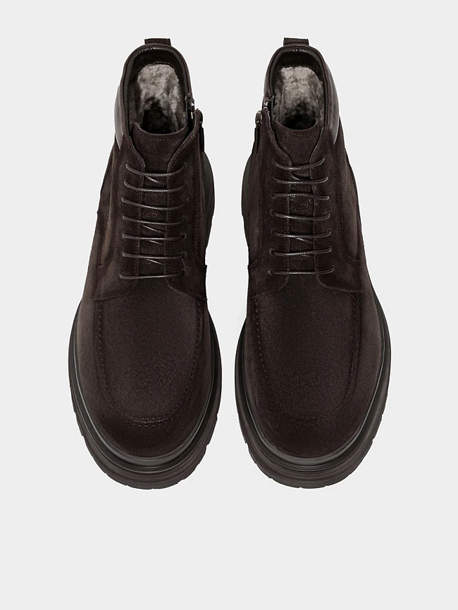 Ботинки мужские зимние, цвет коричневый, натуральный спилок M1022507M | 4