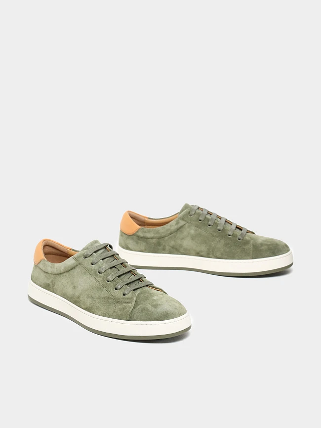 Кеды мужские демисезонные, цвет хаки, натуральный спилок/натуральная кожа M253678 | 3