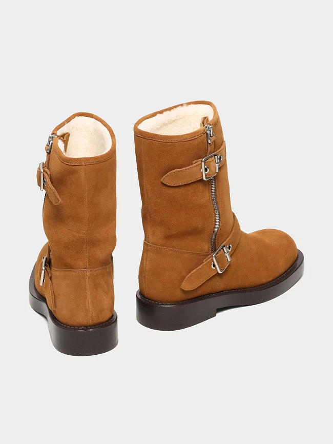 Полусапоги женские зимние, цвет рыжий, натуральный спилок 1731180M | 3