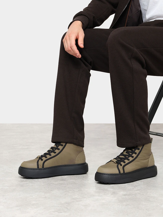 Кеды мужские зимние, цвет хаки, текстиль M03050M | 11