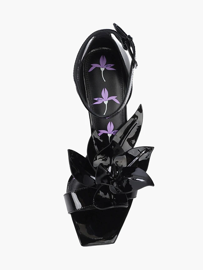 Босоножки женские летние, цвет черный, натуральная лаковая кожа 1494163 | 4