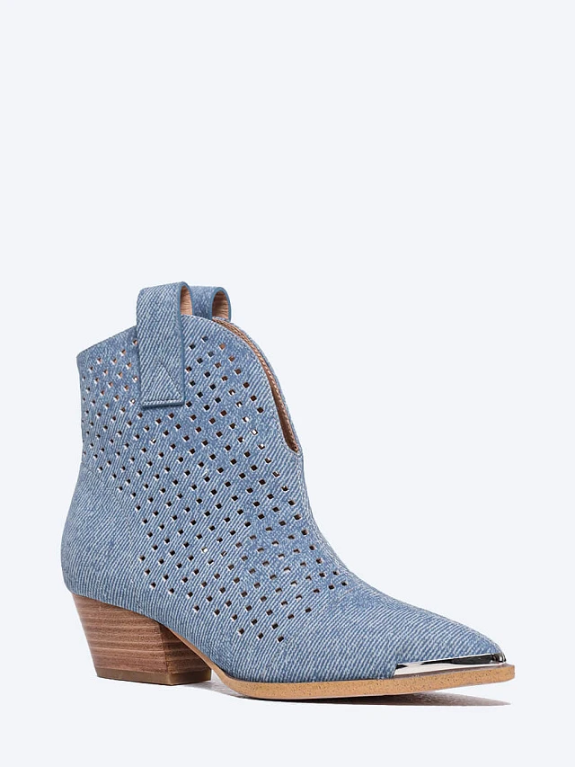 Ботильоны женские летние, цвет голубой, натуральная кожа 1849870 | 1