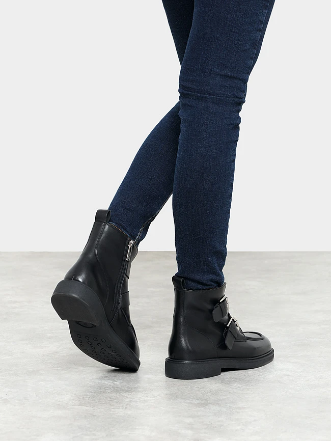 Ботинки женские демисезонные, цвет черный, натуральная кожа 7210318 | 7