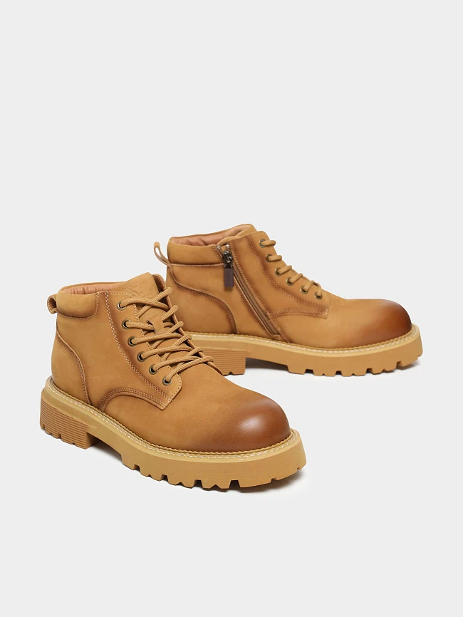 Ботинки мужские демисезонные, цвет песочный, натуральный нубук M03053 | 3