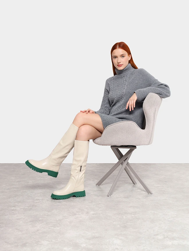 Сапоги женские демисезонные, цвет молочный, искусственная кожа 1847544 | 11