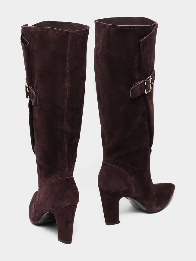 Сапоги женские демисезонные, цвет фиолетовый, натуральный велюр 497354 | 4