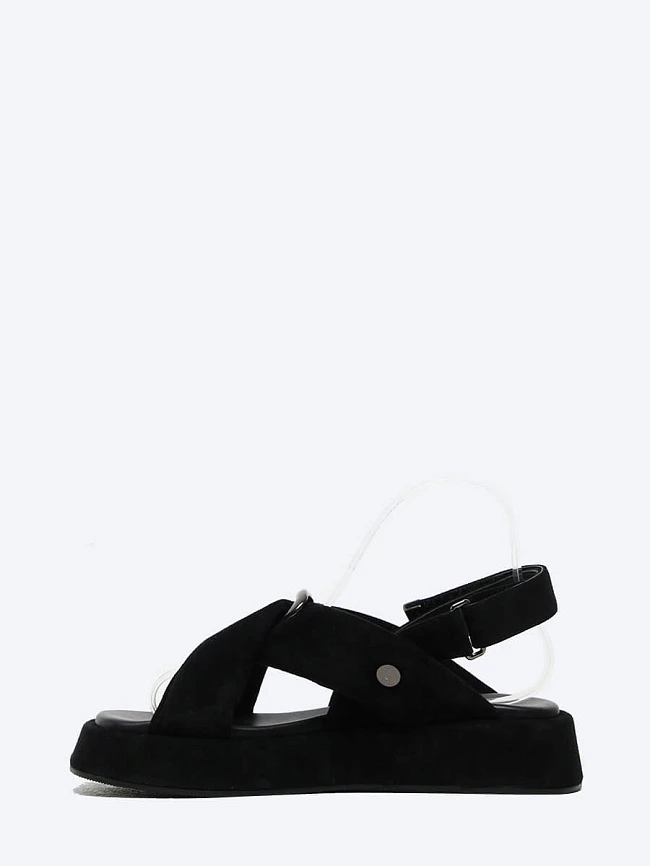 Сандалии женские летние, цвет черный, натуральный велюр 1820649 | 3