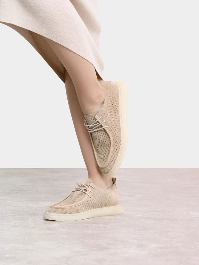 Полуботинки женские демисезонные, цвет бежевый, натуральный спилок 136475 | 10