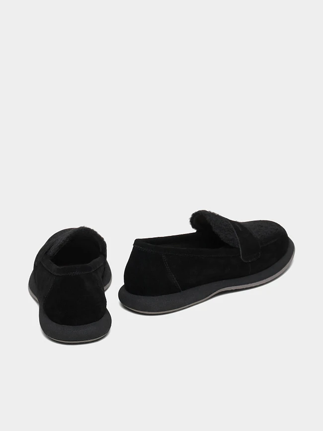 Лоферы женские всесезонные, цвет черный, натуральный спилок 18410101 | 4