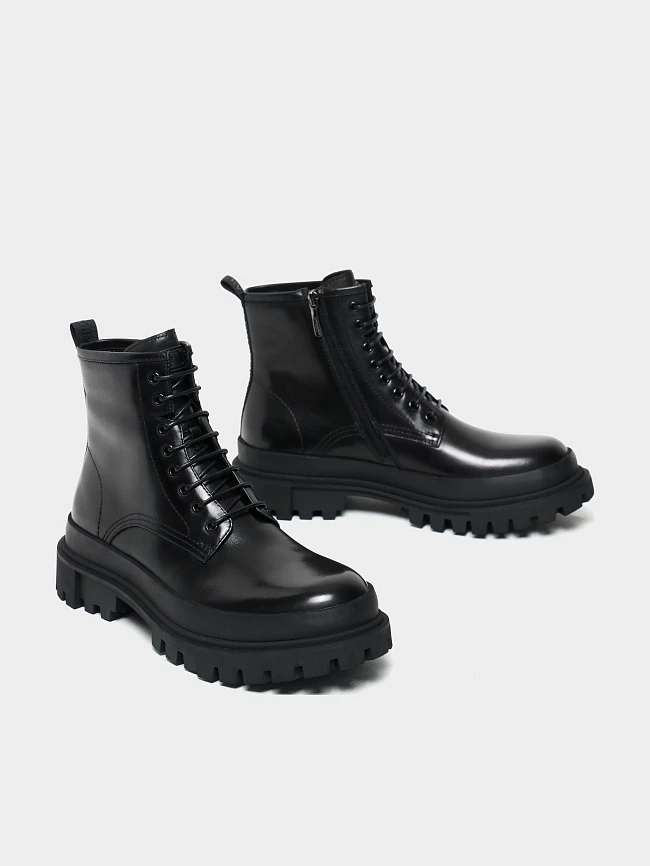 Ботинки мужские демисезонные, цвет черный, натуральная кожа M1023016 | 3