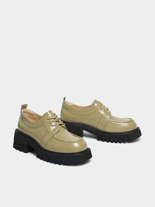 Полуботинки женские всесезонные, цвет хаки, натуральная кожа 1820163 | 3