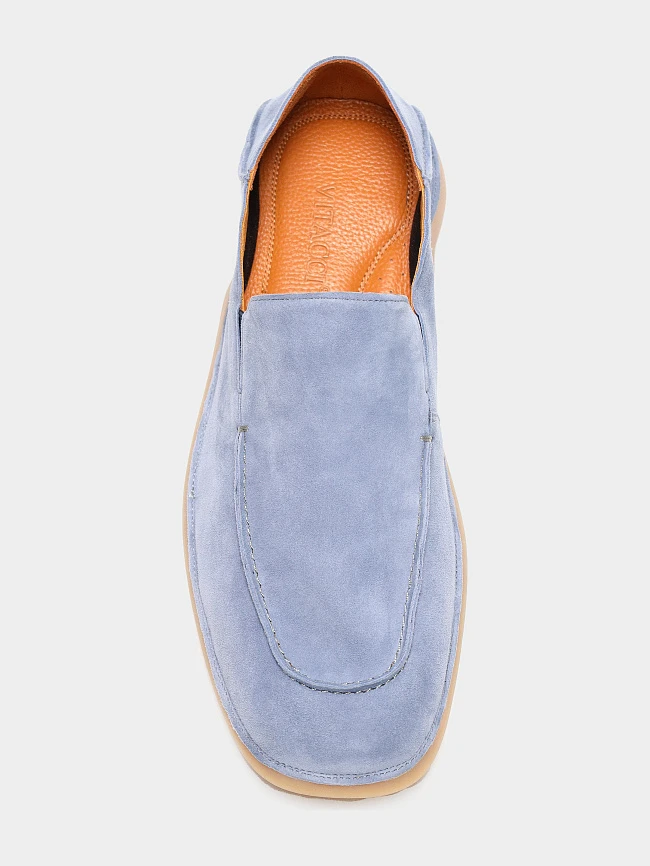 Лоферы мужские демисезон; лето;, цвет голубой, натуральный велюр M262294 | 7
