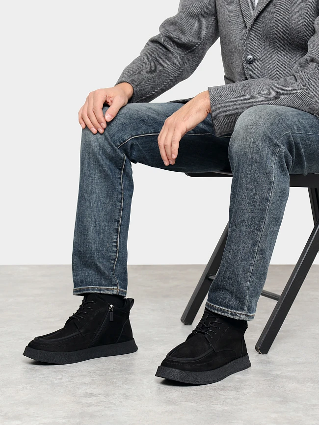 Ботинки мужские зимние, цвет черный, натуральный нубук M1782572M | 10