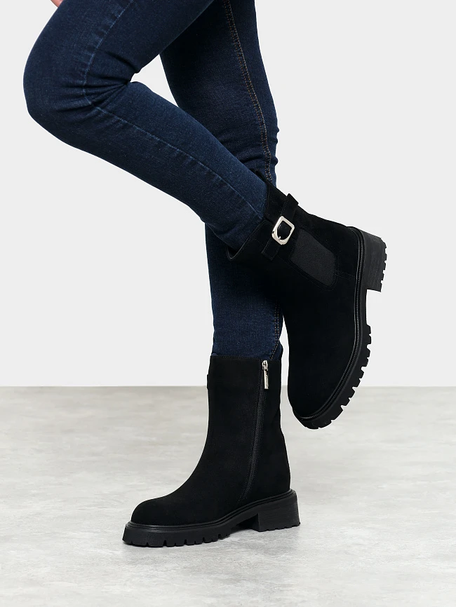 Ботинки женские демисезонные, цвет черный, натуральный спилок 7210322 | 9