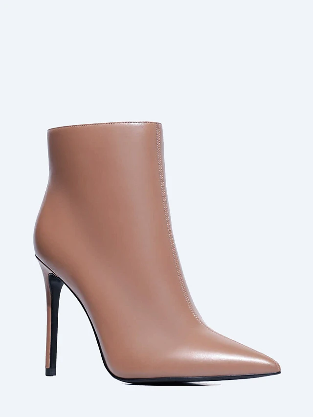 Ботильоны женские демисезонные, цвет бежевый, натуральная кожа 1730185 | 1