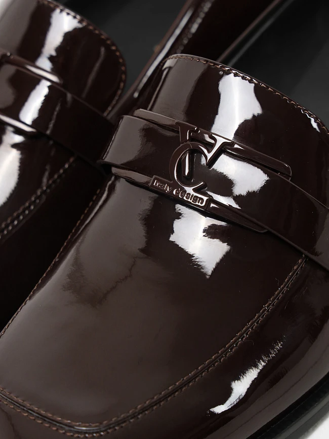 Лоферы женские всесезонные, цвет коричневый, натуральная лаковая кожа 1494626 | 6