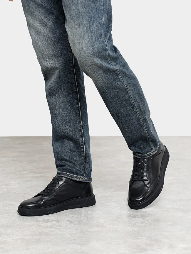 Кроссовки мужские демисезонные, цвет черный, натуральная кожа M254236 | 7