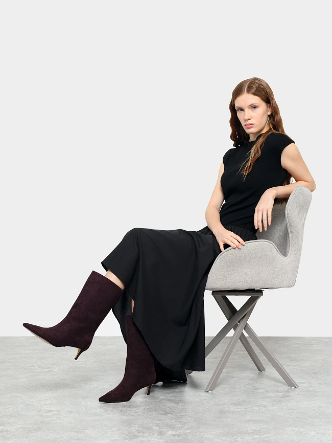 Полусапоги женские демисезонные, цвет бордовый, искусственный велюр 6550313 | 11