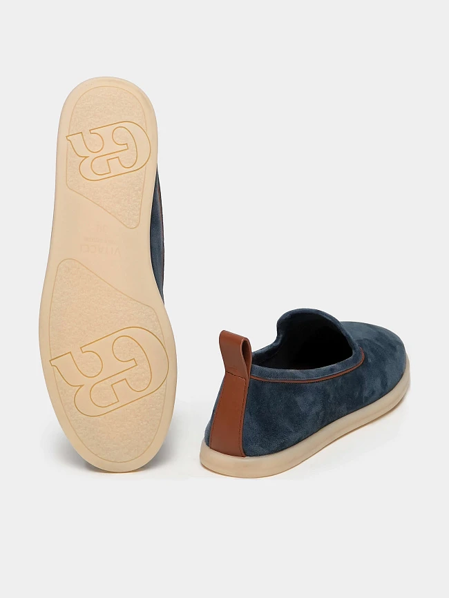 Слипоны женские летние, цвет синий, натуральный велюр 1731460 | 4