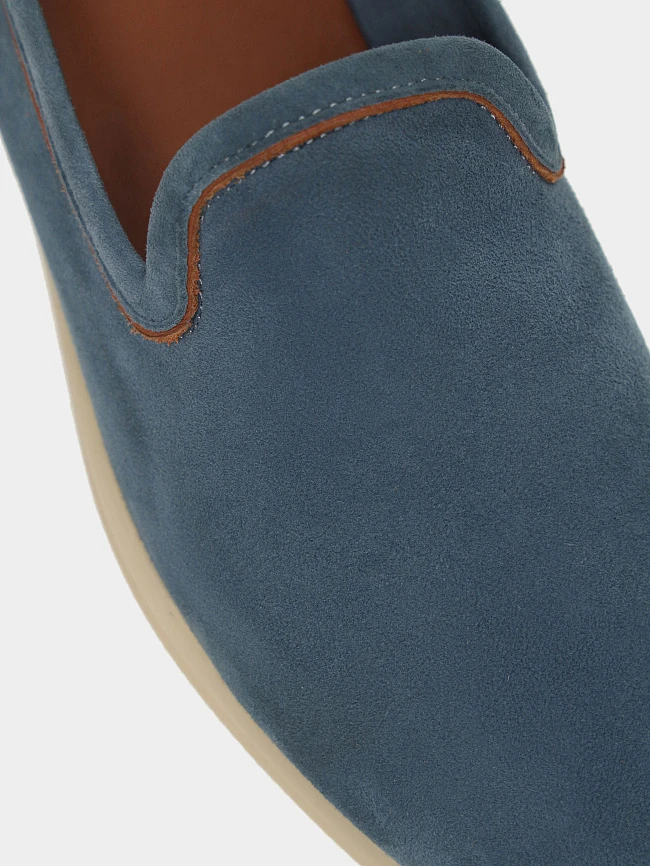 Слипоны женские летние, цвет синий, натуральный велюр 1731460 | 5