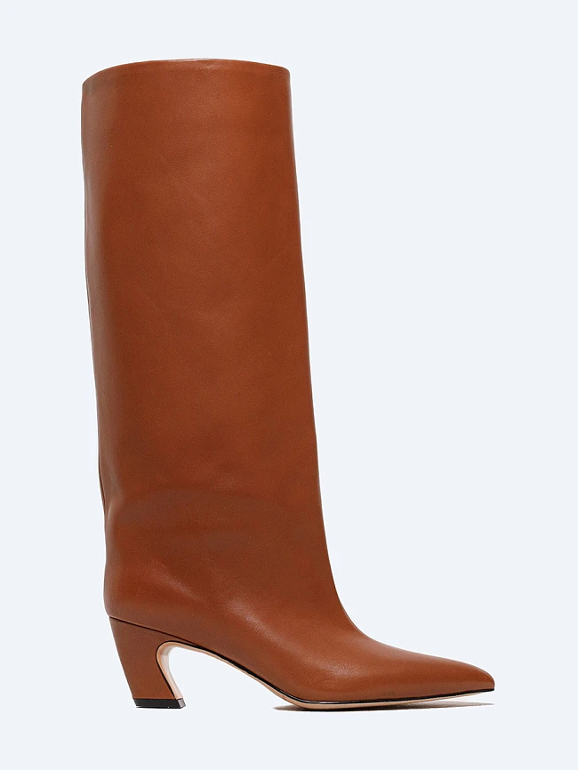 Сапоги женские демисезонные, цвет рыжий, натуральная кожа 497225 | 2